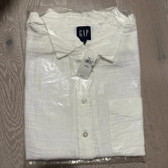 NWT Gap Cotton Gauze Button-Down Shirt Petite Large PL LP M - Picture 4 of 5